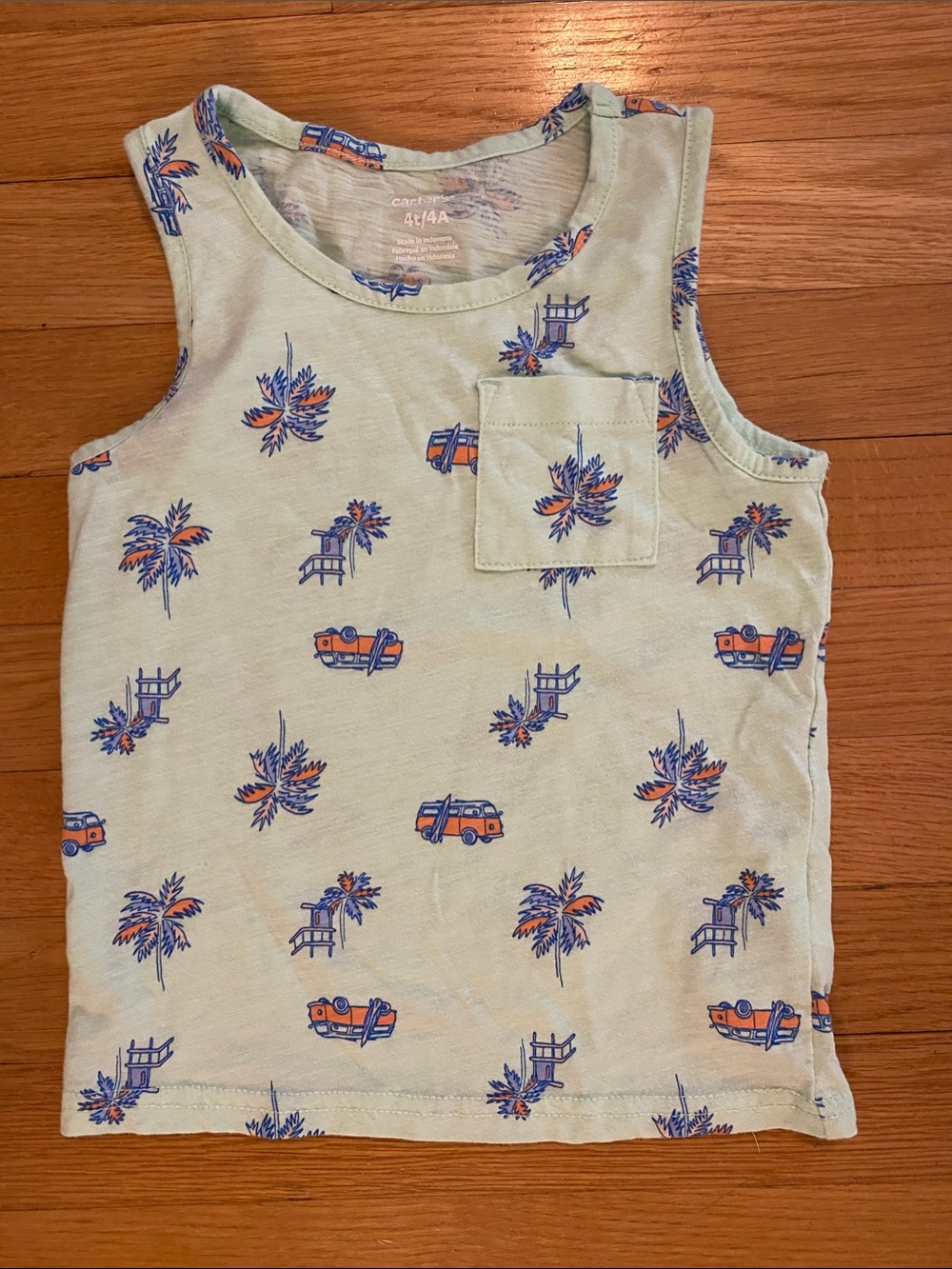 Carter's Light Green Palm & Surf Van Tank Top
